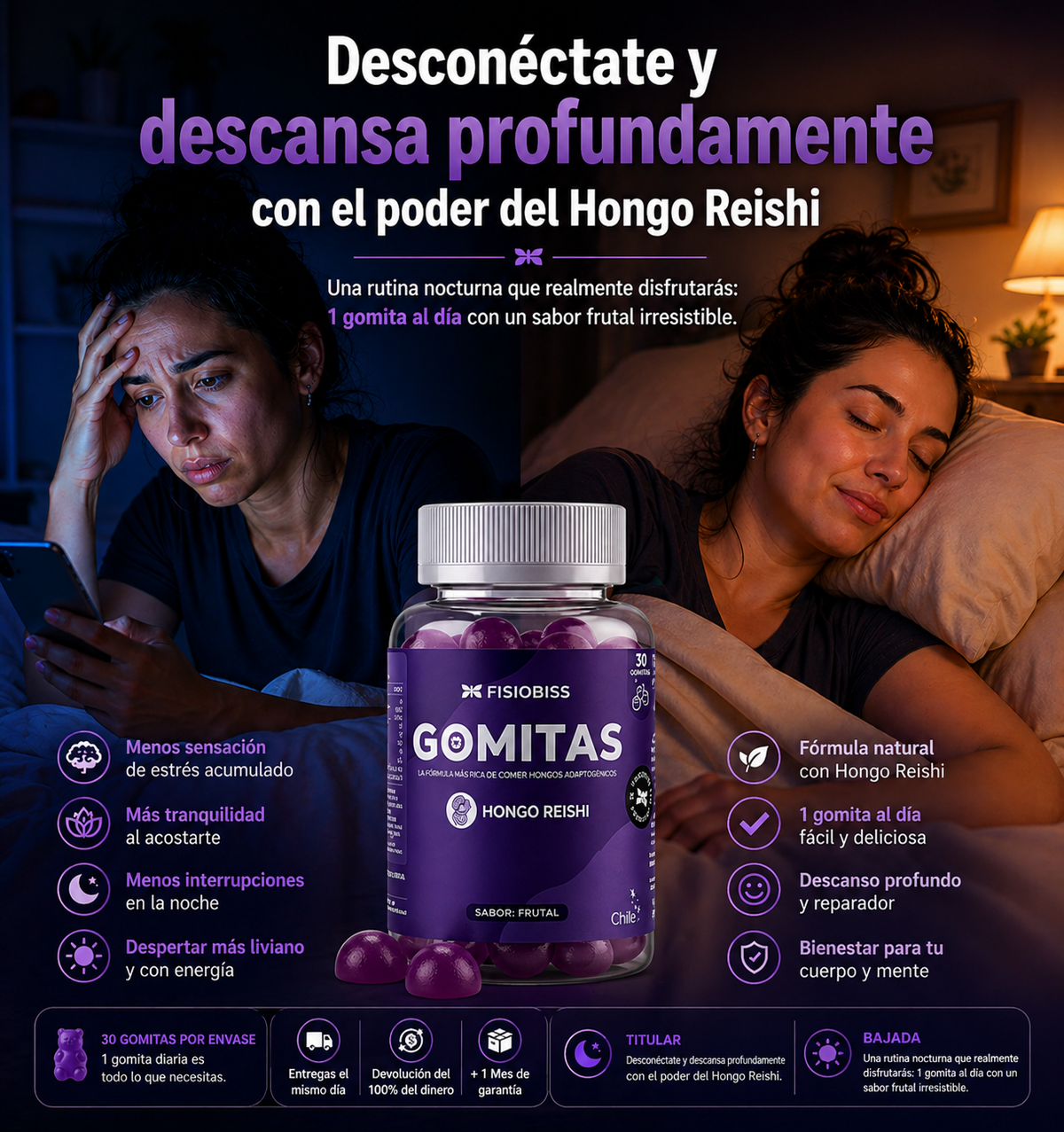 Gomitas de Reishi · Sabor frutal · 30 unidades