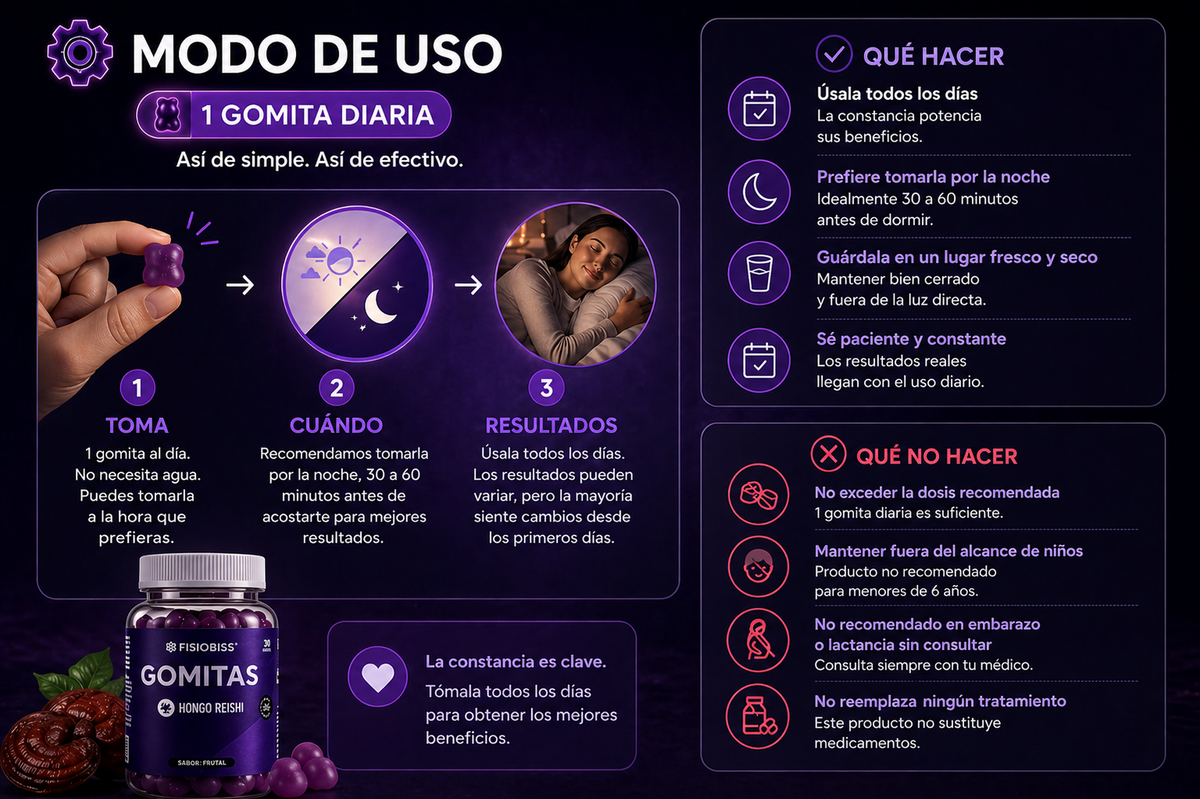 Gomitas de Reishi · Sabor frutal · 30 unidades